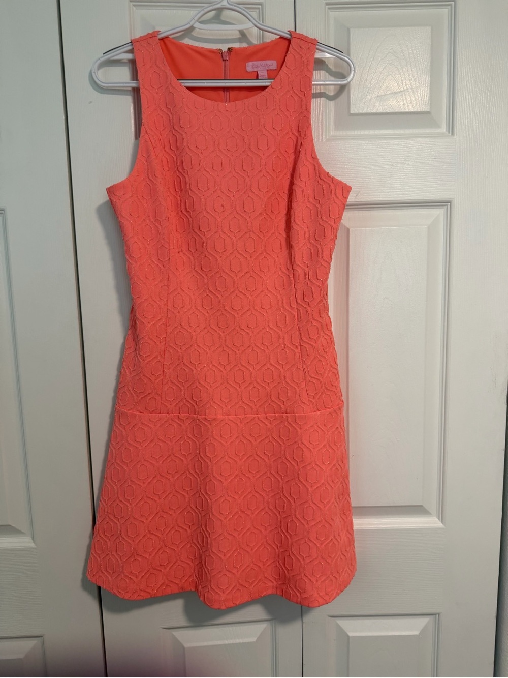 Lilly Pulitzer Coral Textured Sleeveless Fit & Flare Dress